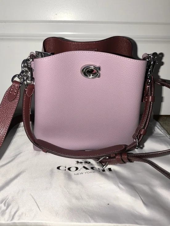 Coach Willow Bucket Shoulder Bag Colorblock Faded Purple Leather - Picture 4 of 16
